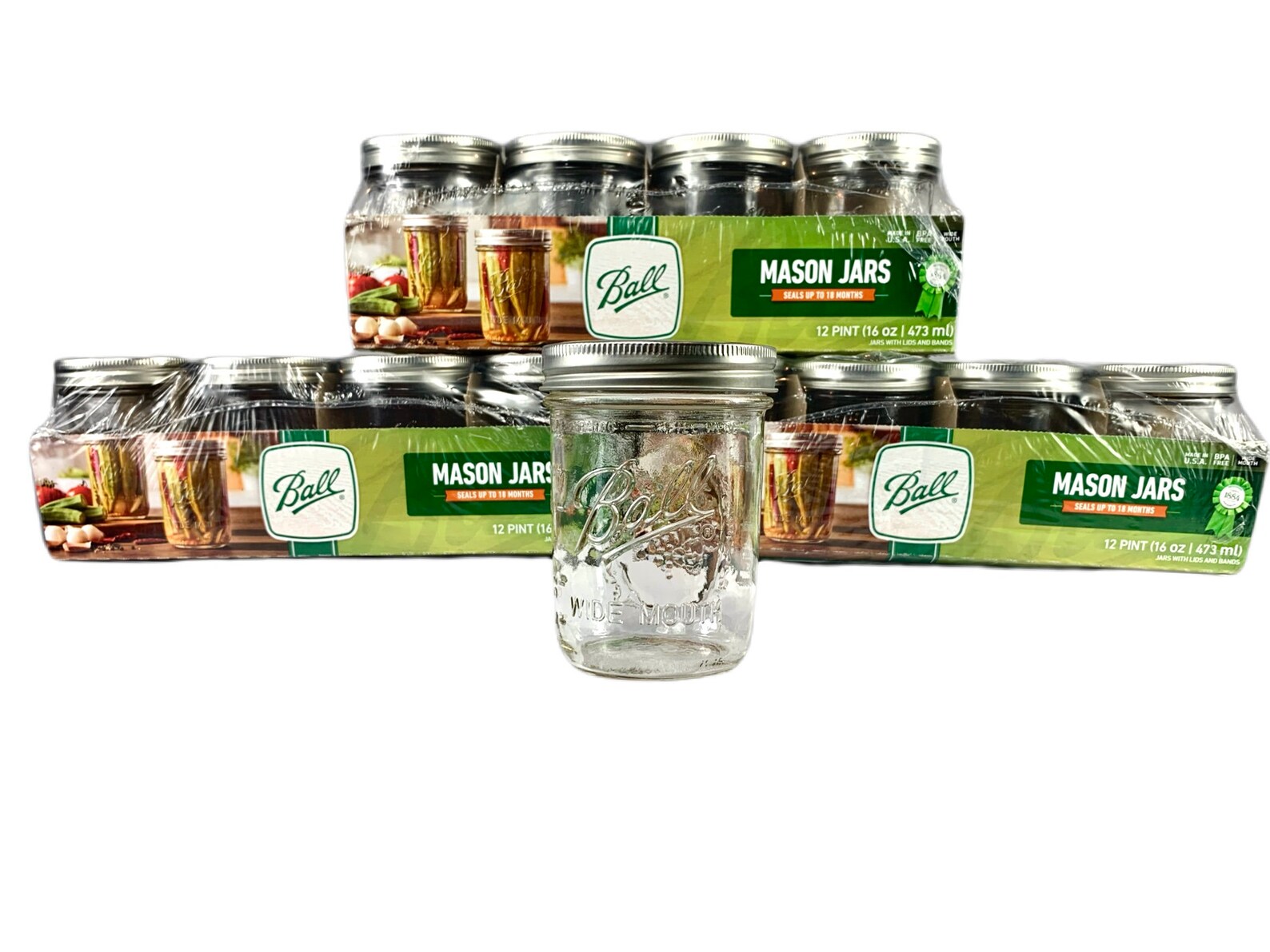 Ball 16oz Pint Canning Jar Wide Mouth With Lid and Band Etsy