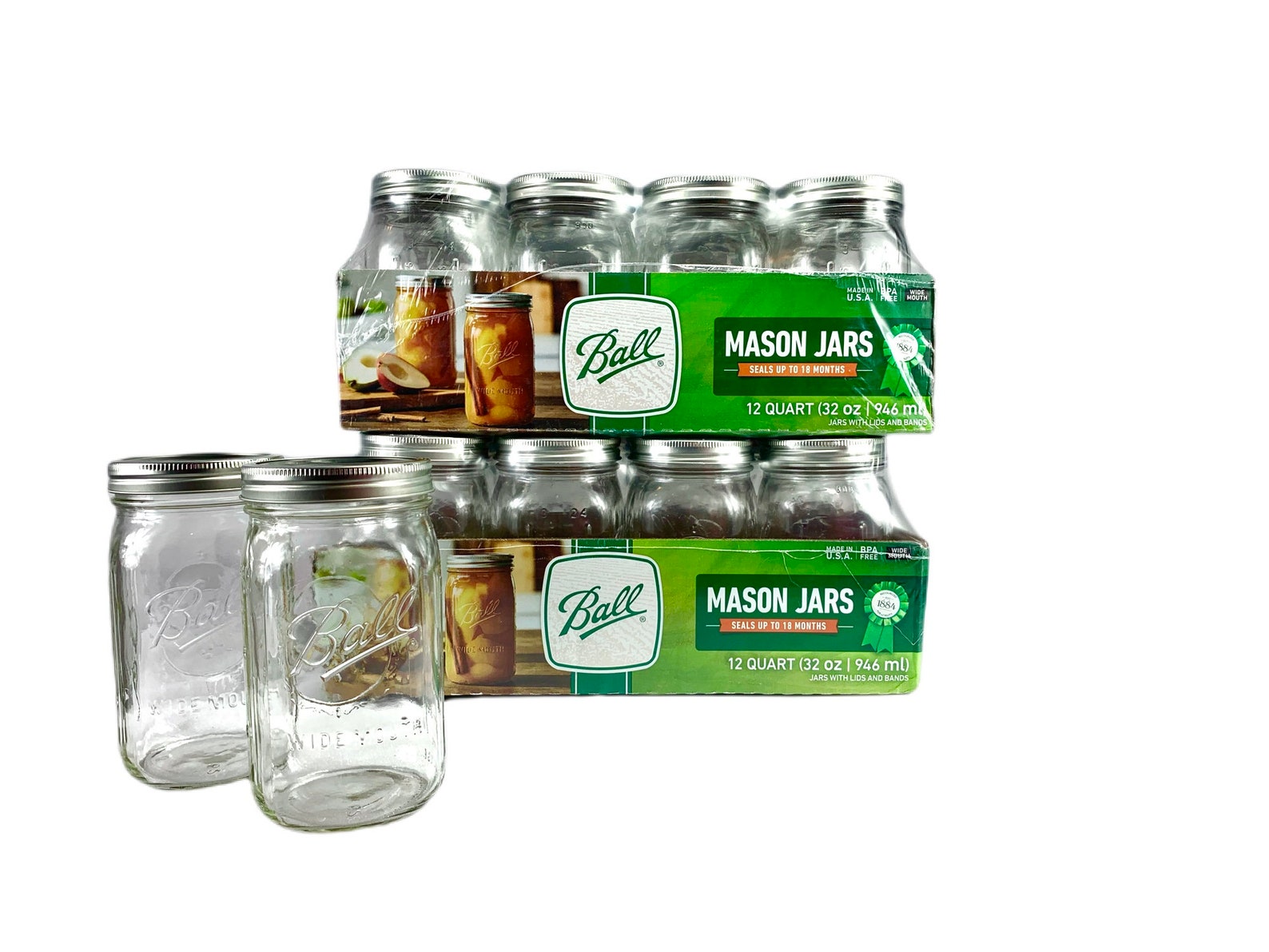 2pack Ball Quart Wide Mouth 32 Oz. Canning Mason Jars 24 Etsy