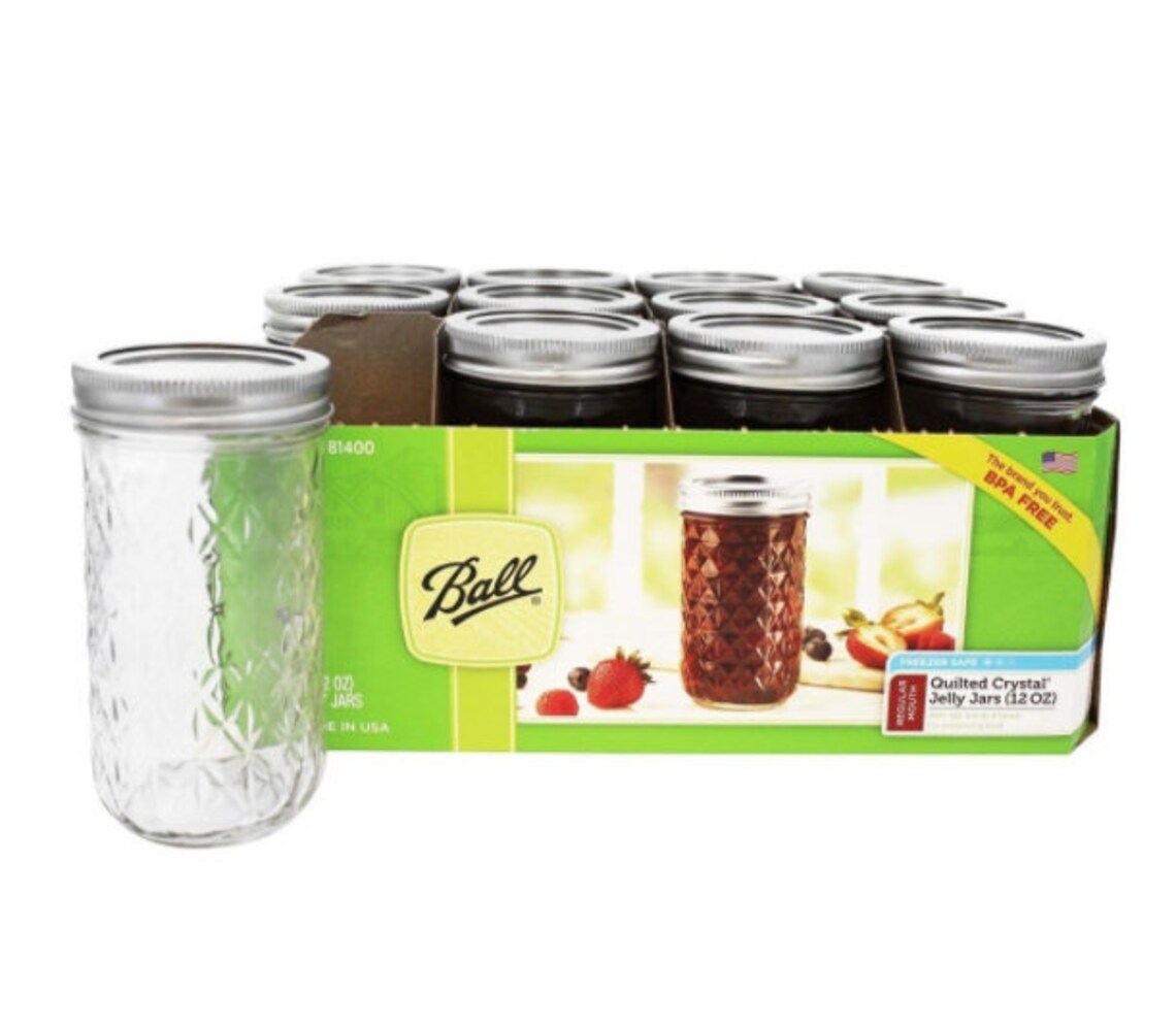 Ball 12 oz. Quilted 3/4 Pint 12Pack Canning Mason Jars with Etsy