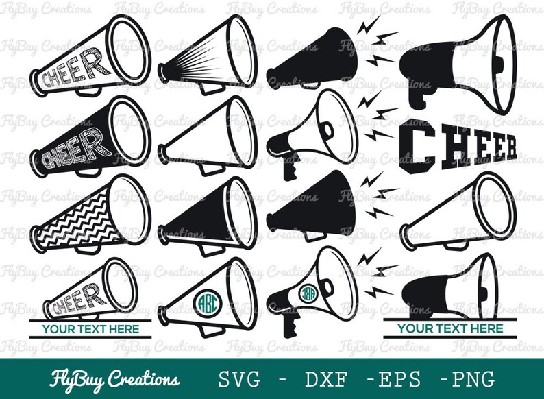 Cheer Megaphone SVG Bundle Cheer Cone Cheerleader Cheer Etsy Canada
