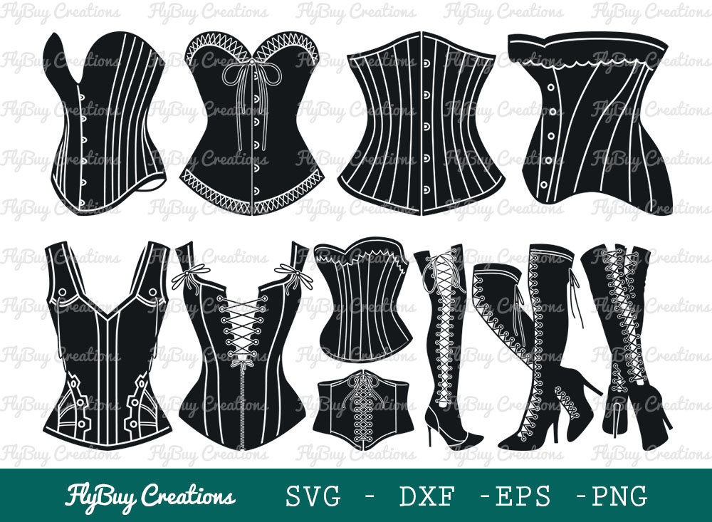 Corset SVG Bundle-corset Silhouette-corset Boots Svg-daisy Corsets Svg ...