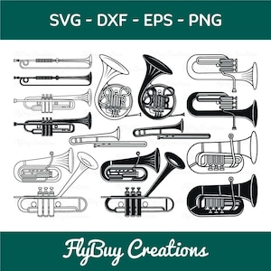 Trumpet SVG-Trombone Silhouette Cut File Bundle