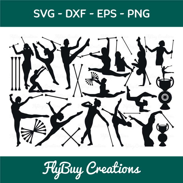Baton Twirling SVG Bundle | Sport Svg | Baton Svg | Majorette Baton Svg | Twirling Gymnastics Svg | Sport Baton | Eps | Dxf | Png | Cut file
