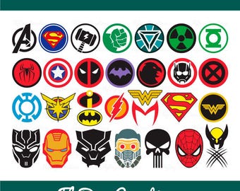 Superheld Logo SVG Bundle | Comic-Stil Schneidedateien für Cricut Silhouette | Held Design Png Dxf Eps