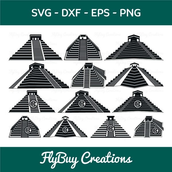 Chichen Itza SVG Silhouette Bundle-Mayan Pyramid Svg-Maya Civilization Svg-Egypt Svg-Mexico Svg