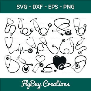 Pacchetto SVG stetoscopio, stetoscopio cardiaco Svg, vita da infermiera Svg, stetoscopio battito cardiaco Svg, stetoscopio da infermiera