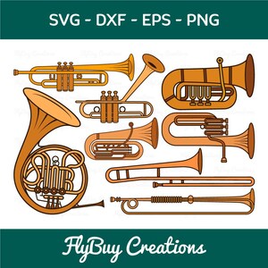 Trumpet SVG-Trombone Clipart Cut File Bundle