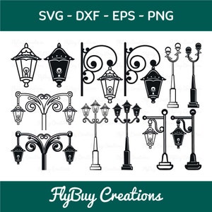 Street Lamp Bundles Svg | Lamp Svg | Light Svg | Street Lanterns Svg | Lamp Post Svg | Street Light | Road Lights | Eps | Dxf |Png |Cut file
