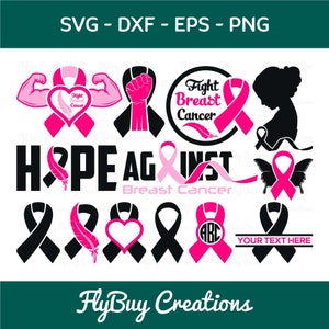 Paquete SVG de lucha contra el cáncer de mama, cáncer de mama, concientización sobre el cáncer, superhéroe, sobreviviente de cáncer, lucha contra el cáncer, cinta, Eps, Dxf, Png, archivo cortado