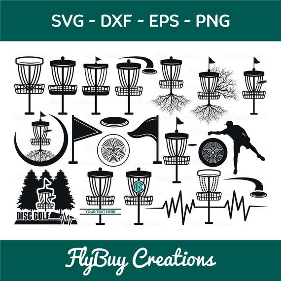 Disc Golf Bundle SVG Cut File | Austin Disc Golf | Sports | Disc Golf Basket | Tree Branches | Disc Golf Player | Eps | Dxf | Png | Cut file