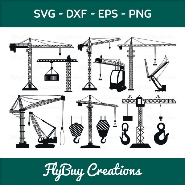 Tower Crane SVG-Construction Crane Silhouette Cut File Bundle