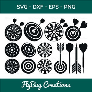 Dart SVG Bundle, Dartboard Svg, Target Svg, Shooting Target Svg, Dart Game Svg, Dart Bullseye Svg, Archery Svg, Eps, Dxf, Png, Cut file,