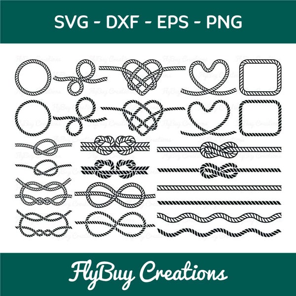 Rope Knot Silhouette Bundle, Nautical Knot SVG, Boat Knots Svg, Anchor Rope Svg, Ocean Rope Svg