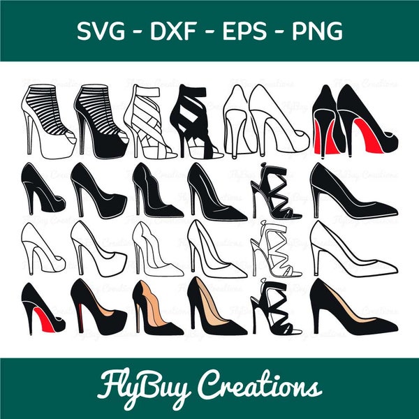 Heel SVG Bundle, Red Bottom Svg, Stiletto Heels Svg, High Heel Svg, Shoes Svg, Woman Shoes Svg, Stylish Shoes Svg, Eps, Dxf, Png, Cut file,