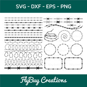 Barbed Wire SVG Silhouette Cut File Bundle