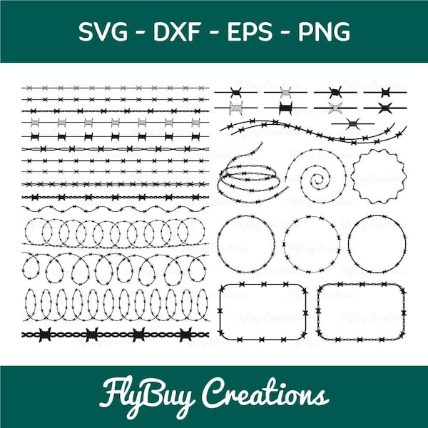 Barbed Wire SVG Silhouette Cut File Bundle