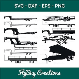 Big Tex Trailers SVG Bundle | Flatbed Semi Truck Svg | Flatbed Gooseneck Trailer | Hauling | Semi Cargo Trailer | Eps | Dxf | Png | Cut file