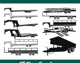 Big Tex Trailers SVG Bundle | Flatbed Semi Truck Svg | Flatbed Gooseneck Trailer | Hauling | Semi Cargo Trailer | Eps | Dxf | Png | Cut file