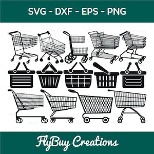 Koszyk na zakupy SVG-Wózek na zakupy sylwetka plik do cięcia pakiet
