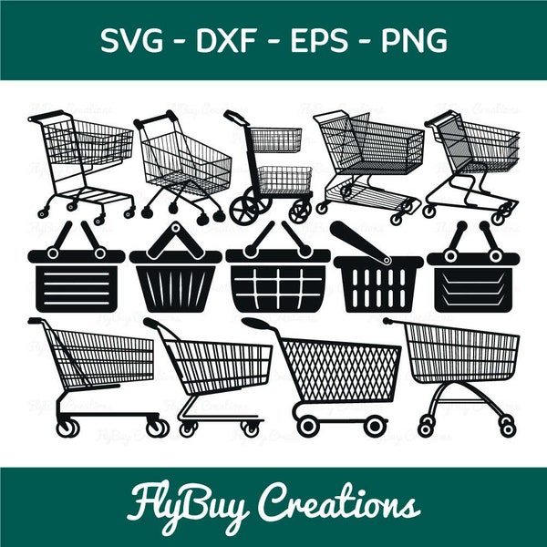 Shopping Cart SVG-Shopping Trolley Silhouette Cut File Bundle