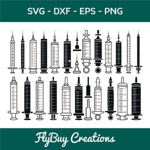 Syringe SVG Silhouette Bundle-Injection Svg-Vaccine Svg-Medical Equipment Svg