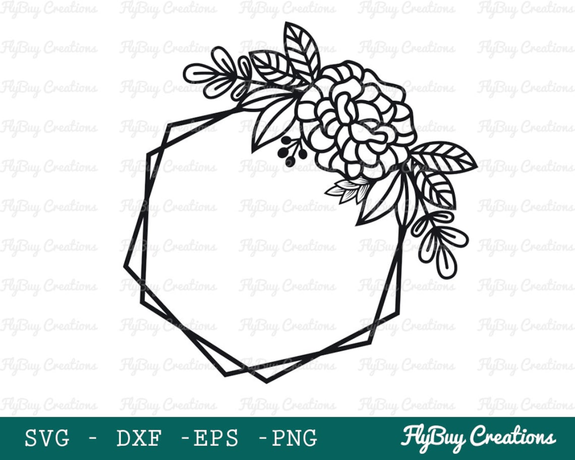 Download Floral Svg Floral wreath Svg Floral Frame Svg Hexagonal | Etsy