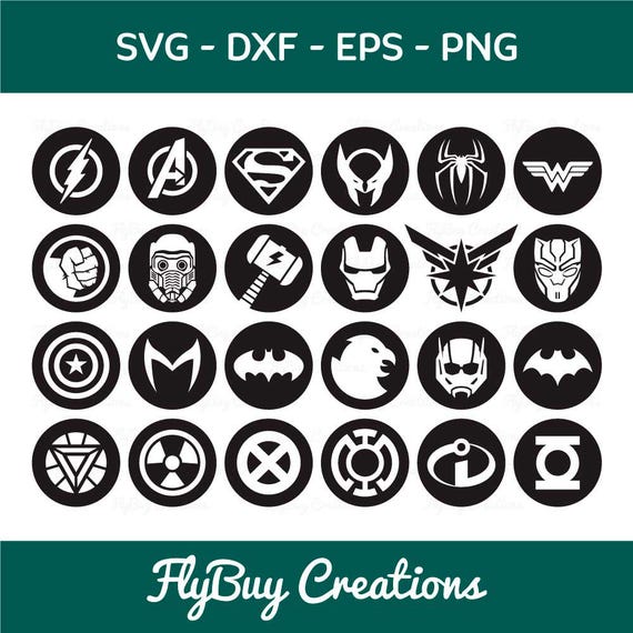 Superhero Logo SVG Bundle | Comic Style Cut Files for Cricut Silhouette | Hero Design Png Dxf Eps