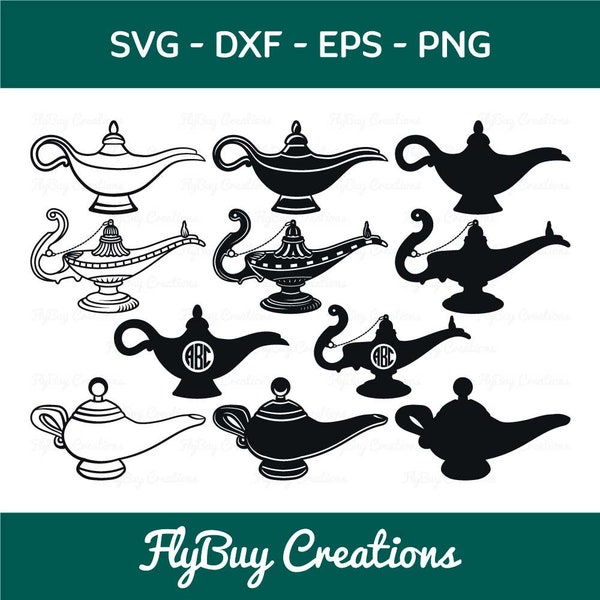 Magic Lamp Svg | Genie Lamp Svg | Aladdin Lamp Svg | Arabian Nights Svg | Jinn Svg | Djinn Svg | Magical Lamp | Eps | Dxf | Png | Cut file |