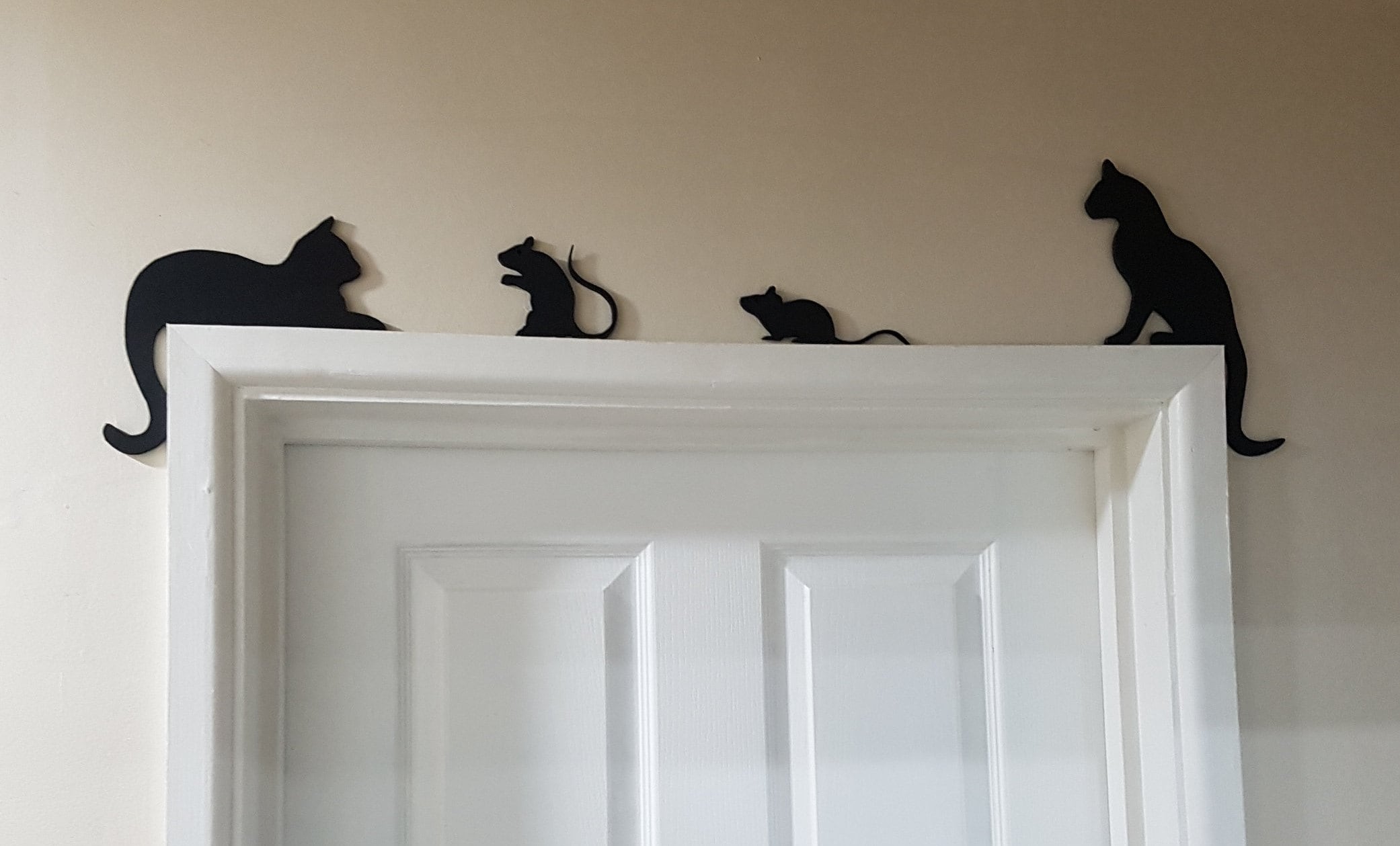 Black Cat Door Topper Silhouette Mouse Picture Frame Shelf Etsy UK