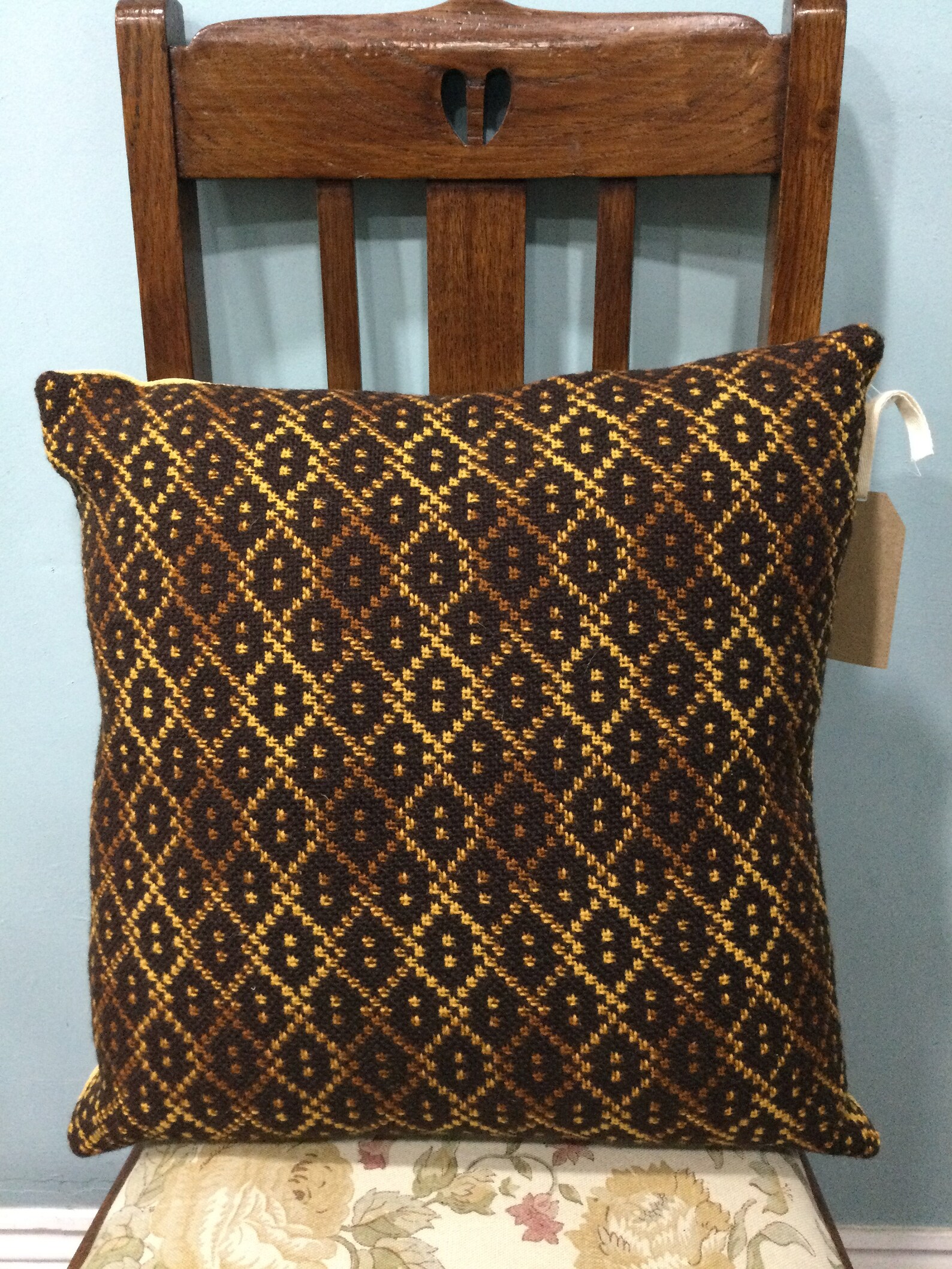 Welsh Tapestry Wool Cushion Brown And Ochre Handmade 17 x 17 Etsy