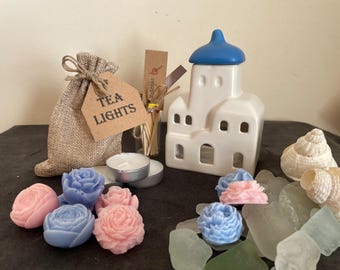 Summer Memories Santorini Summer House Wax Set, Hand Made Flower Wax Melts, New Home, Housewarming, Thank you Gift