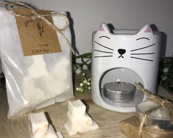Cat Ceramic Wax Melter Set, Housewarming Gift