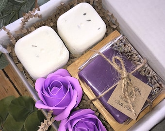 Lavender Shower Steamer Gift Box, Essential Oils, Artisan Soap