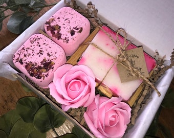 Pink Luxury Shower Gift Box, Artisan Soap, Shower Steamers