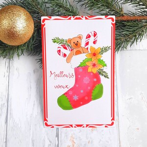 Carte de vœux nacrée botte de Noël