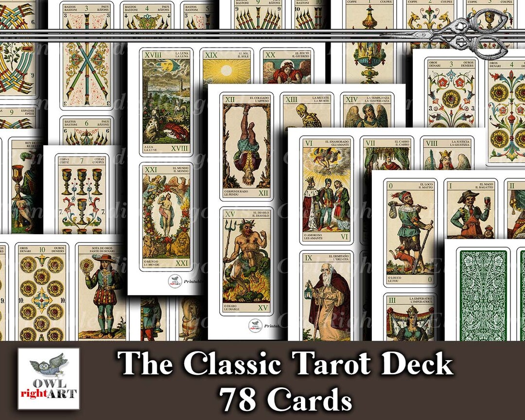 The Classic Tarot Printable Vintage Italian Tarot Deck 78 Cards ...