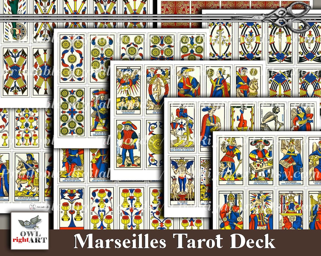 Printable Vintage Marseilles Tarot Deck Antique - Etsy