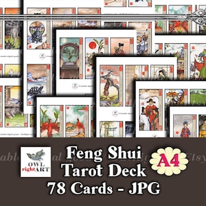Printable Feng Shui Tarot 78 Cards - A4, Digital Chinese Tarot Cards Deck by Peter Paul Connolly, Chinese Wisdom Digital Cards Images