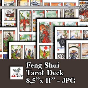 Printable Feng Shui Tarot Deck of 78 Cards, Digital Chinese Tarot Cards by Peter Paul Connolly, Chinese Wisdom Digital Cards Images
