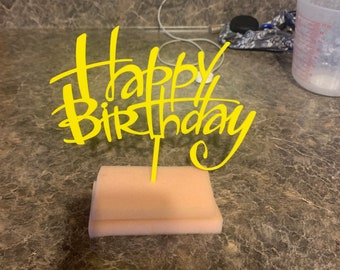 Happy Birthday cake topper Yellow