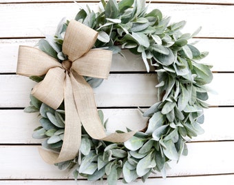 Lamb's Ear Wreath, Farmhouse Wreath, Year Round Wreath, Front Door Wreath, Wedding Wreath, Spring Decor, Winter Wreath, Christmas Wreath