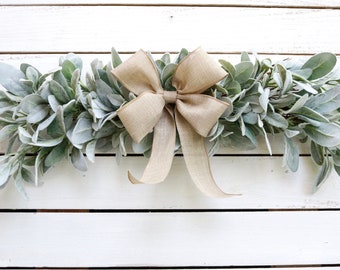 Lambs Ear Swag, Farmhouse decor, Year Round Swag, Greenery Swag, Indoor floral swag, Everyday wall swag, Farmhouse decor living room