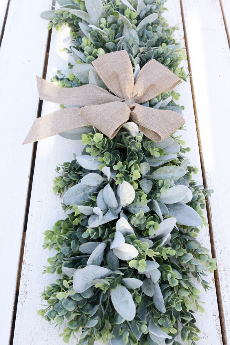 Lambs Ear Eucalyptus Swag, Farmhouse Style Wreath - Etsy