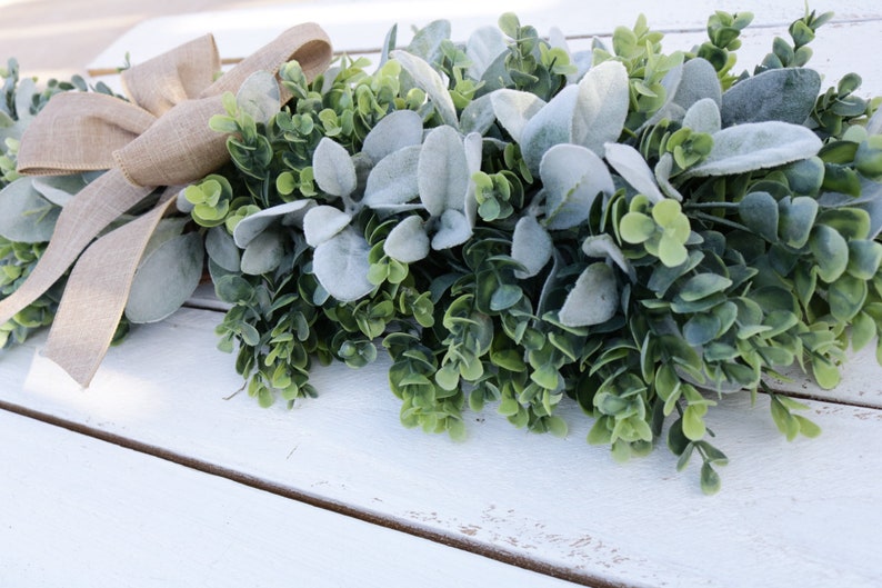 Lambs Ear Eucalyptus Swag, Farmhouse Style Wreath - Etsy