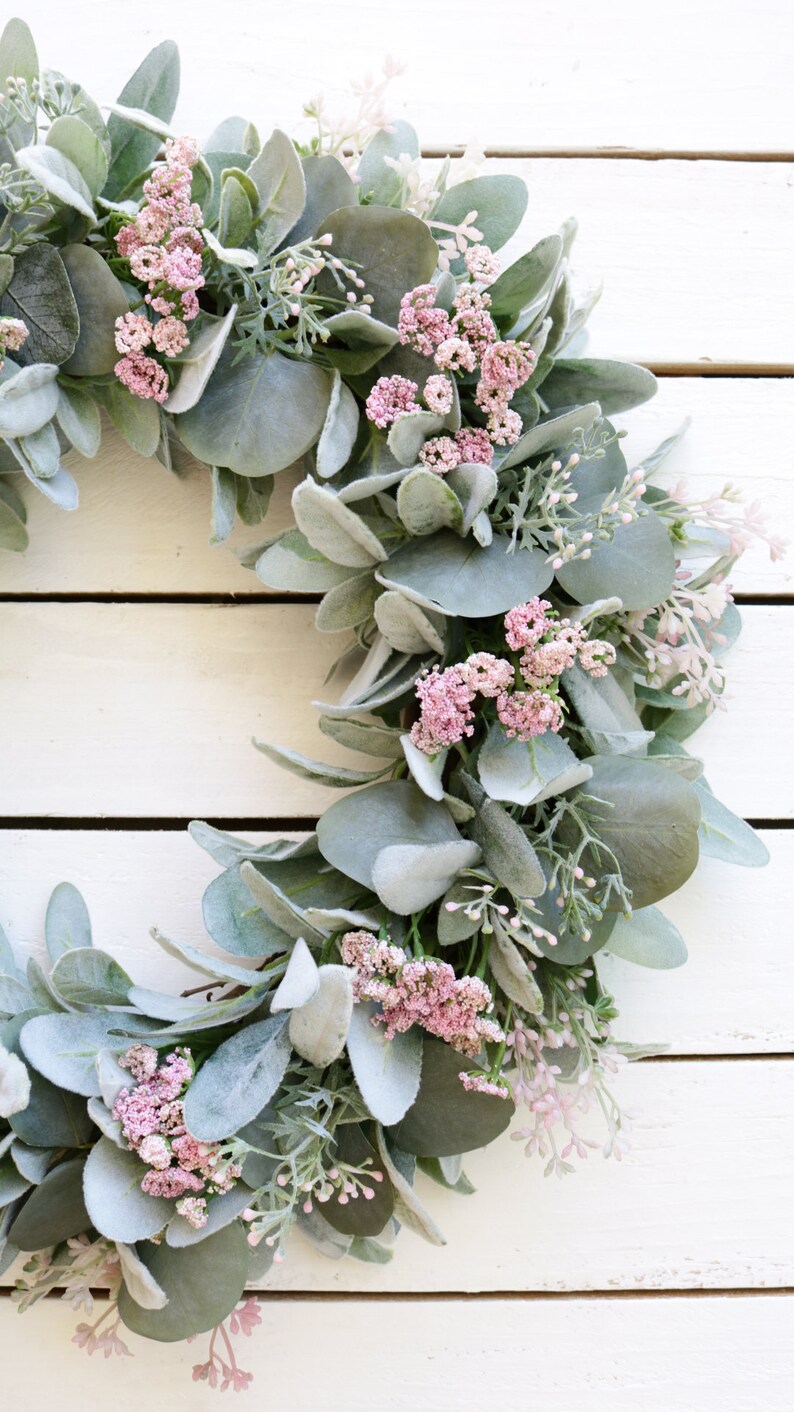 Lambs Ear and Eucalyptus Wreath Spring Wreath Summer Wreath Etsy UK