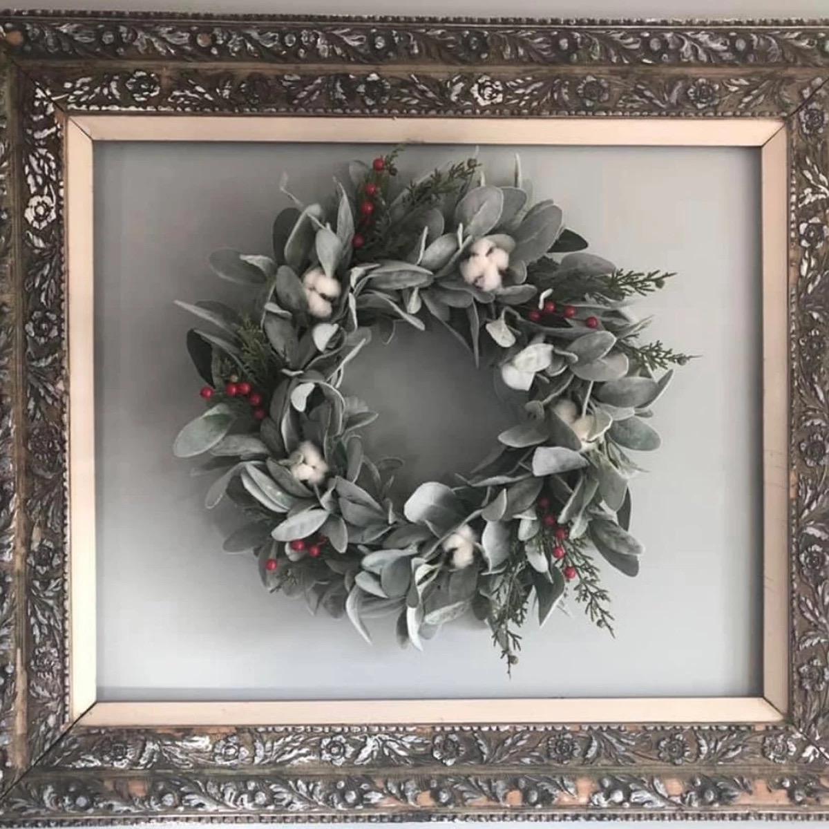 Lambs Ear Christmas Wreath, Farmhouse Berry Cotton Wreath - Etsy