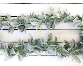 Lambs Ear Garland, Lambs Ear Farmhouse Decor, Year Round Garland, Wedding Centerpiece, Wedding Decor, Fireplace Mantle Decor, Table Runner