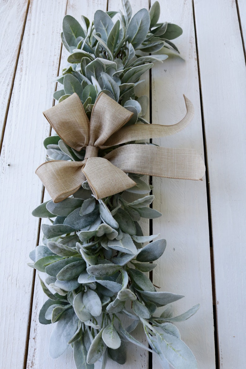Lambs Ear Swag Farmhouse Decor Year Round Swag Greenery Etsy