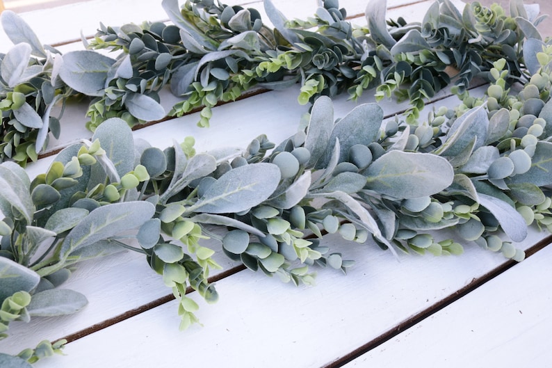 Lambs Ear & Eucalyptus Garland Farmhouse Decor Year Round Etsy