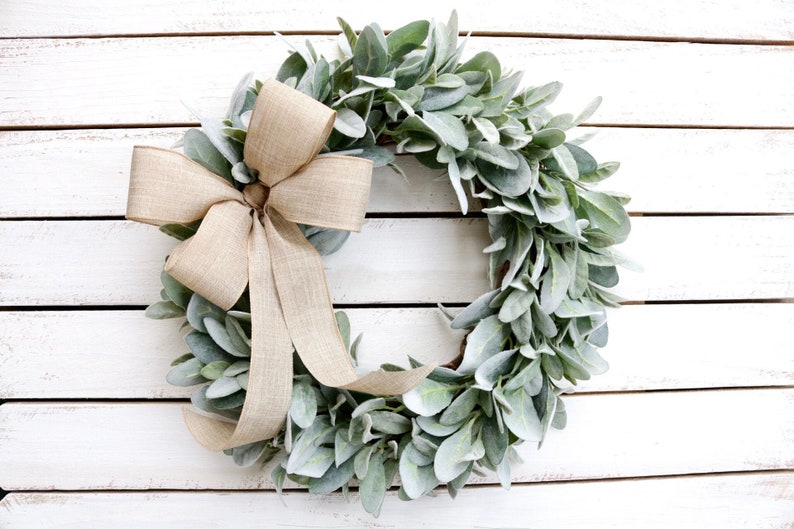 Lamb's Ear Wreath, Farmhouse Wreath, Year Round Wreath, Front Door Wreath, Wedding Wreath, Spring Decor, Winter Wreath, Christmas Wreath image 1